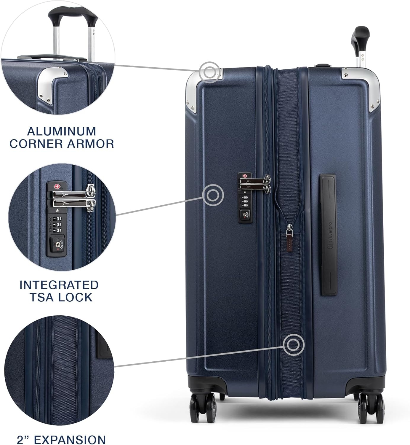image:imageTravelpro Platinum Elite Hardside Expandable Spinner Wheel Luggage TSA Lock Hard Shell Polycarbonate Suitcase Cream White Carryon 21InchTrue Navy Blue