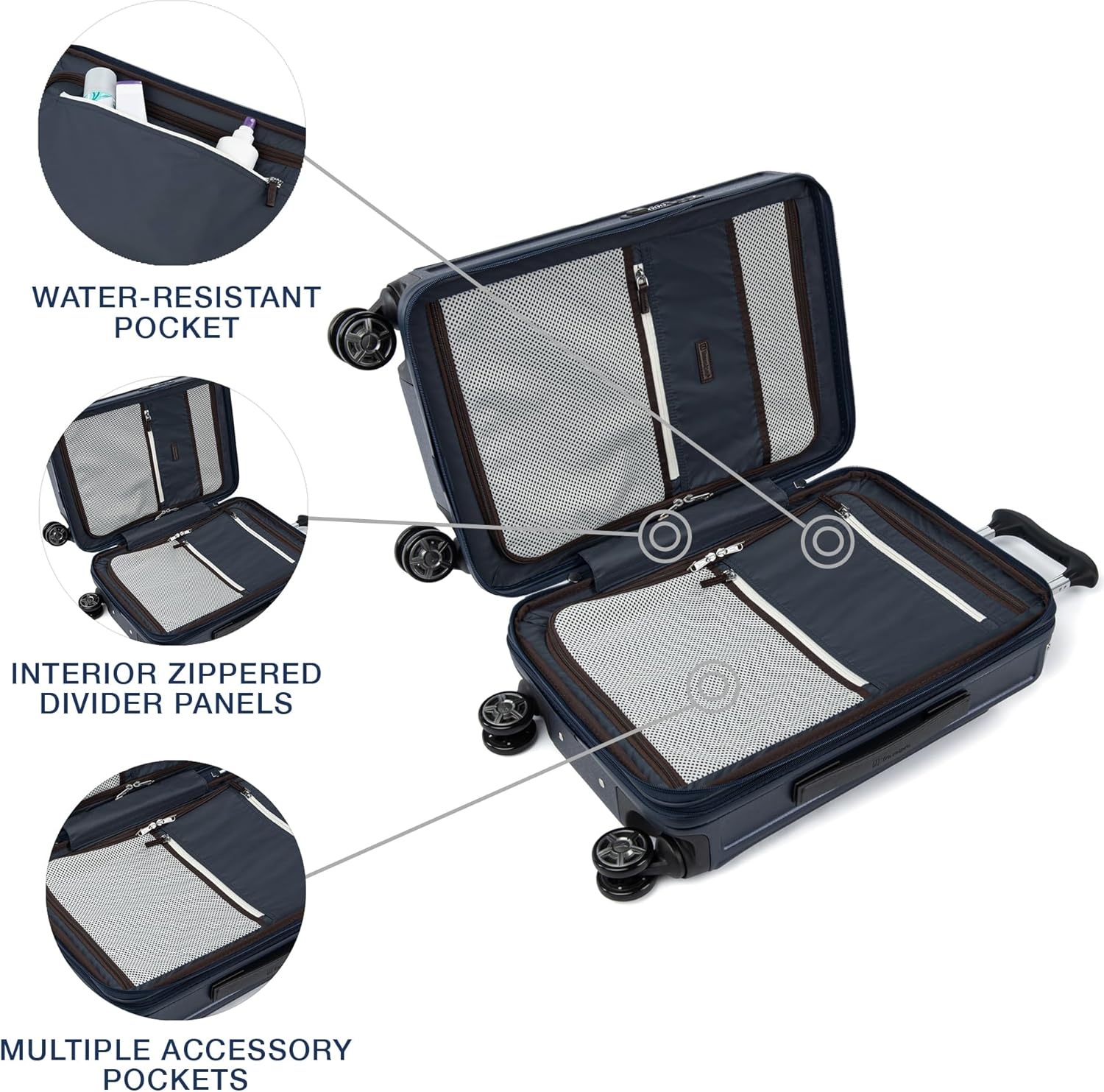 image:imageTravelpro Platinum Elite Hardside Expandable Spinner Wheel Luggage TSA Lock Hard Shell Polycarbonate Suitcase Cream White Carryon 21InchTrue Navy Blue