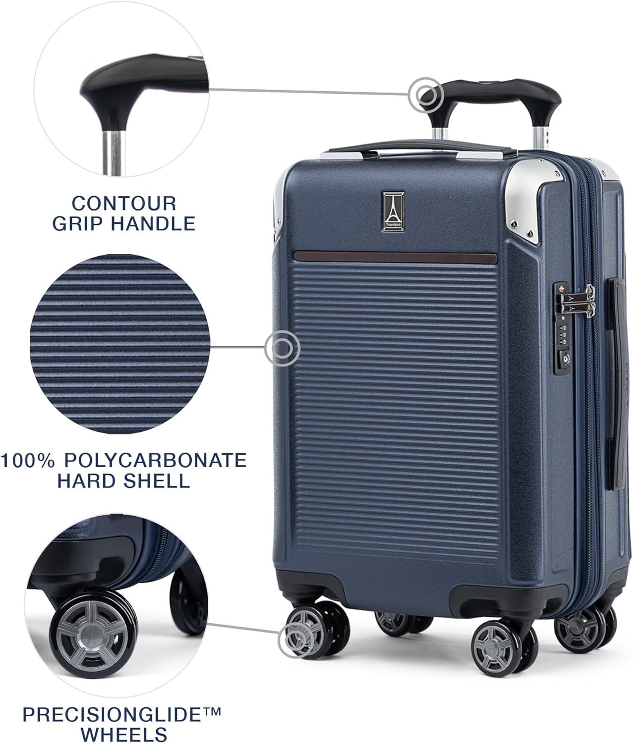 image:imageTravelpro Platinum Elite Hardside Expandable Spinner Wheel Luggage TSA Lock Hard Shell Polycarbonate Suitcase Cream White Carryon 21InchTrue Navy Blue