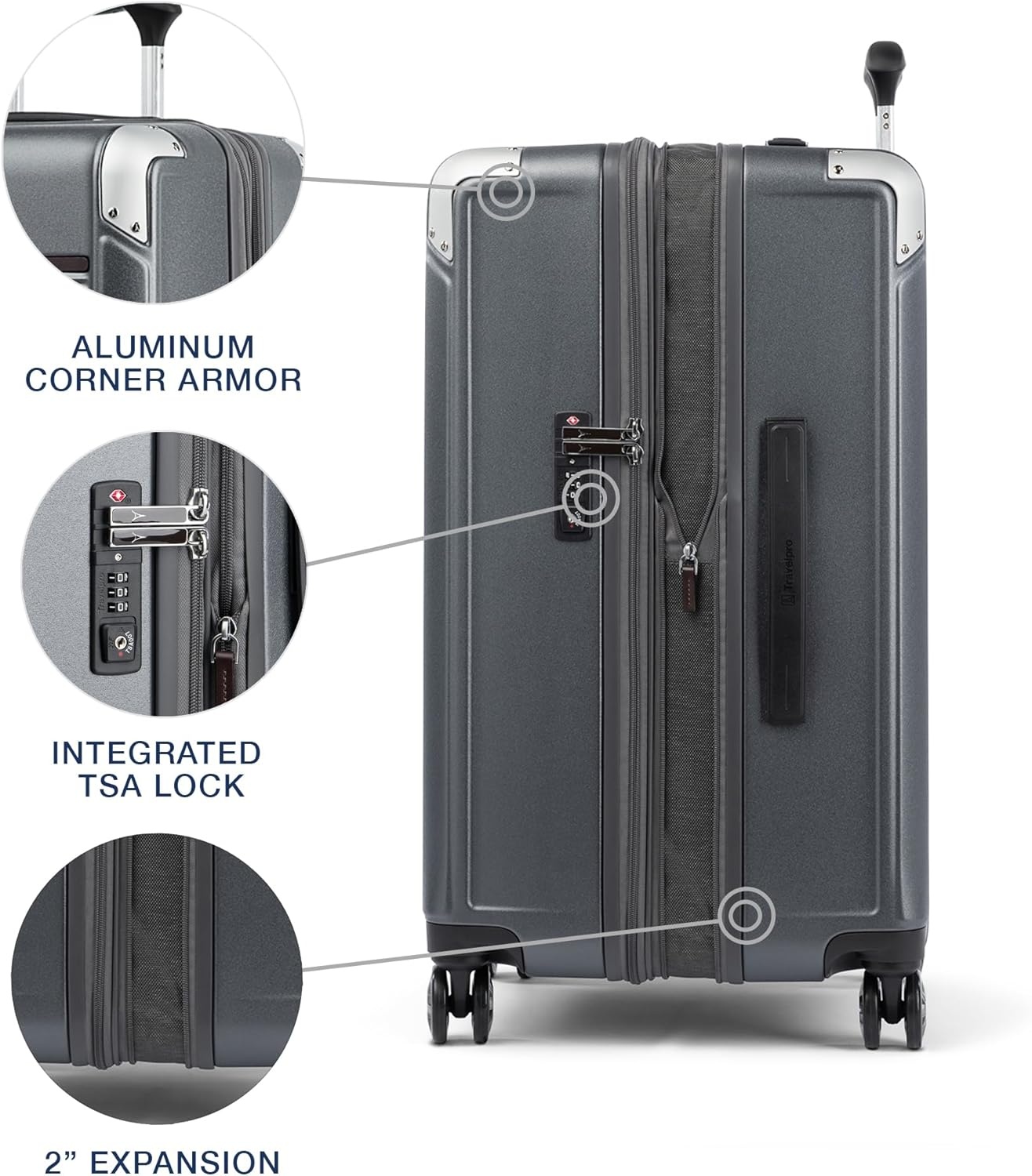 image:imageTravelpro Platinum Elite Hardside Expandable Spinner Wheel Luggage TSA Lock Hard Shell Polycarbonate Suitcase Cream White Carryon 21InchVintage Grey