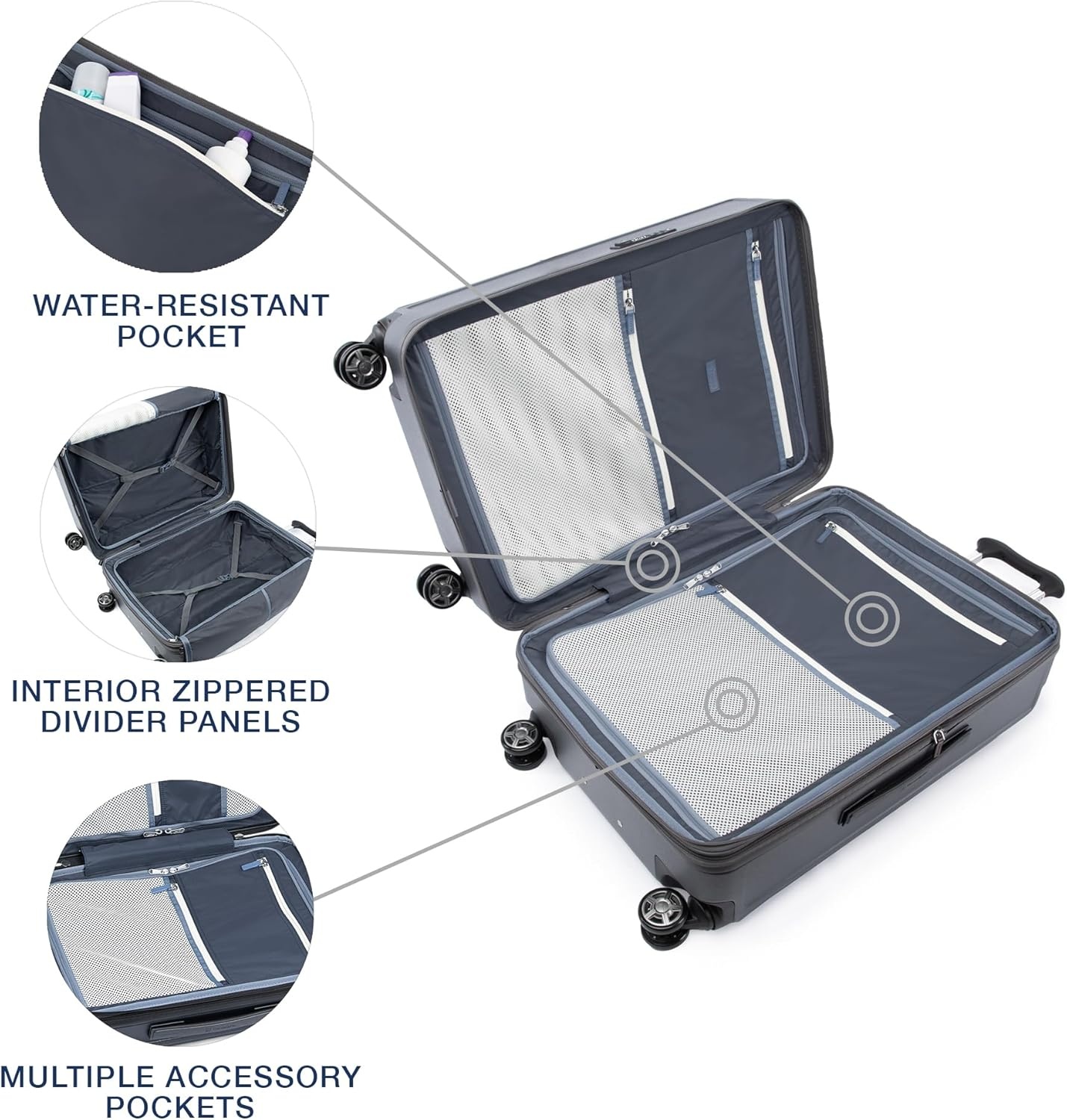 image:imageTravelpro Platinum Elite Hardside Expandable Spinner Wheel Luggage TSA Lock Hard Shell Polycarbonate Suitcase Cream White Carryon 21InchVintage Grey