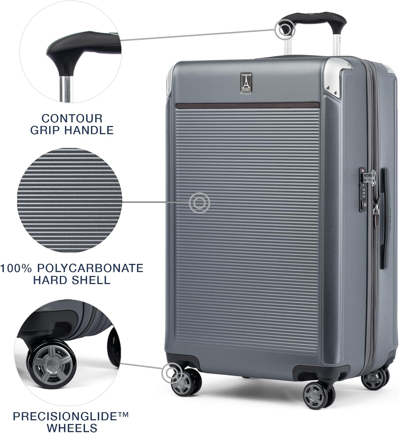 image:imageTravelpro Platinum Elite Hardside Expandable Spinner Wheel Luggage TSA Lock Hard Shell Polycarbonate Suitcase Cream White Carryon 21InchVintage Grey