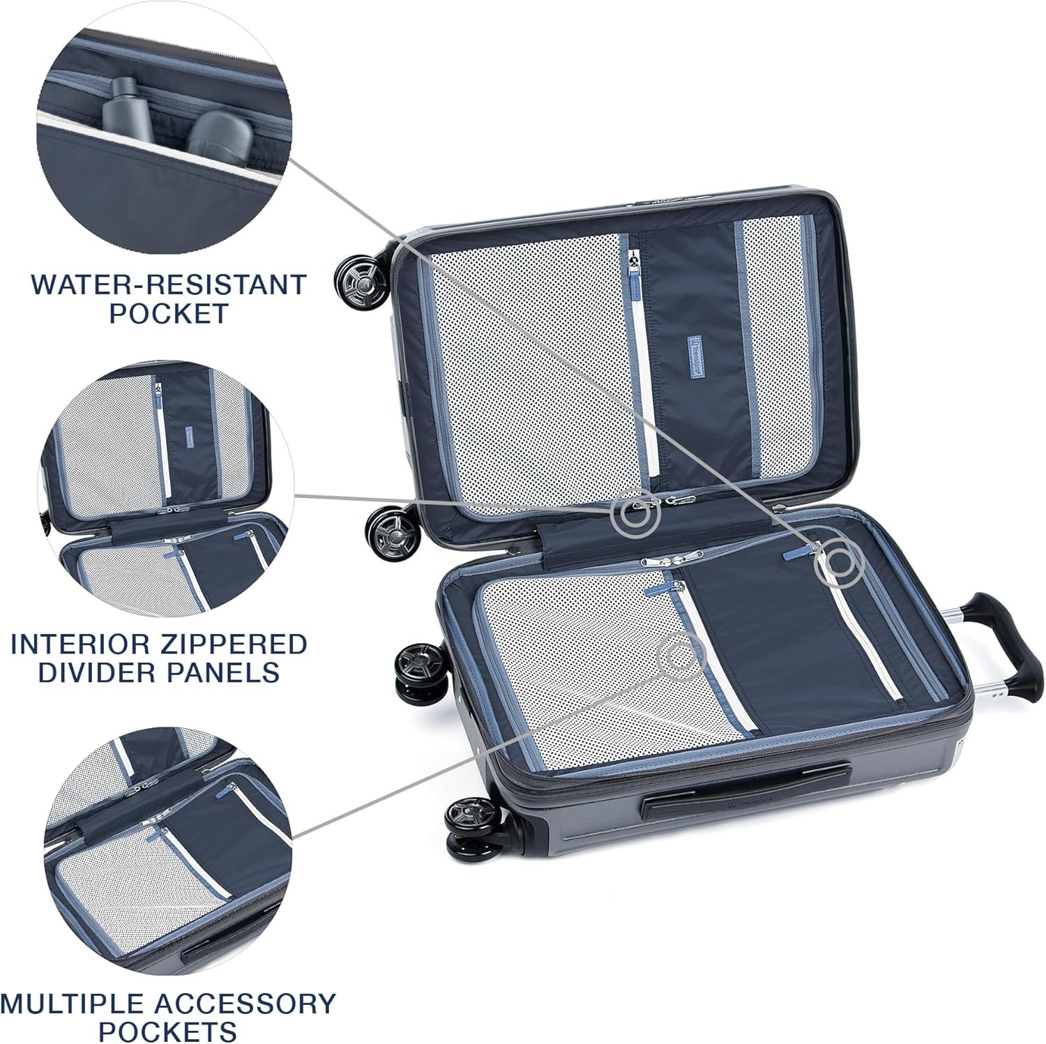 image:imageTravelpro Platinum Elite Hardside Expandable Spinner Wheel Luggage TSA Lock Hard Shell Polycarbonate Suitcase Cream White Carryon 21InchVintage Grey