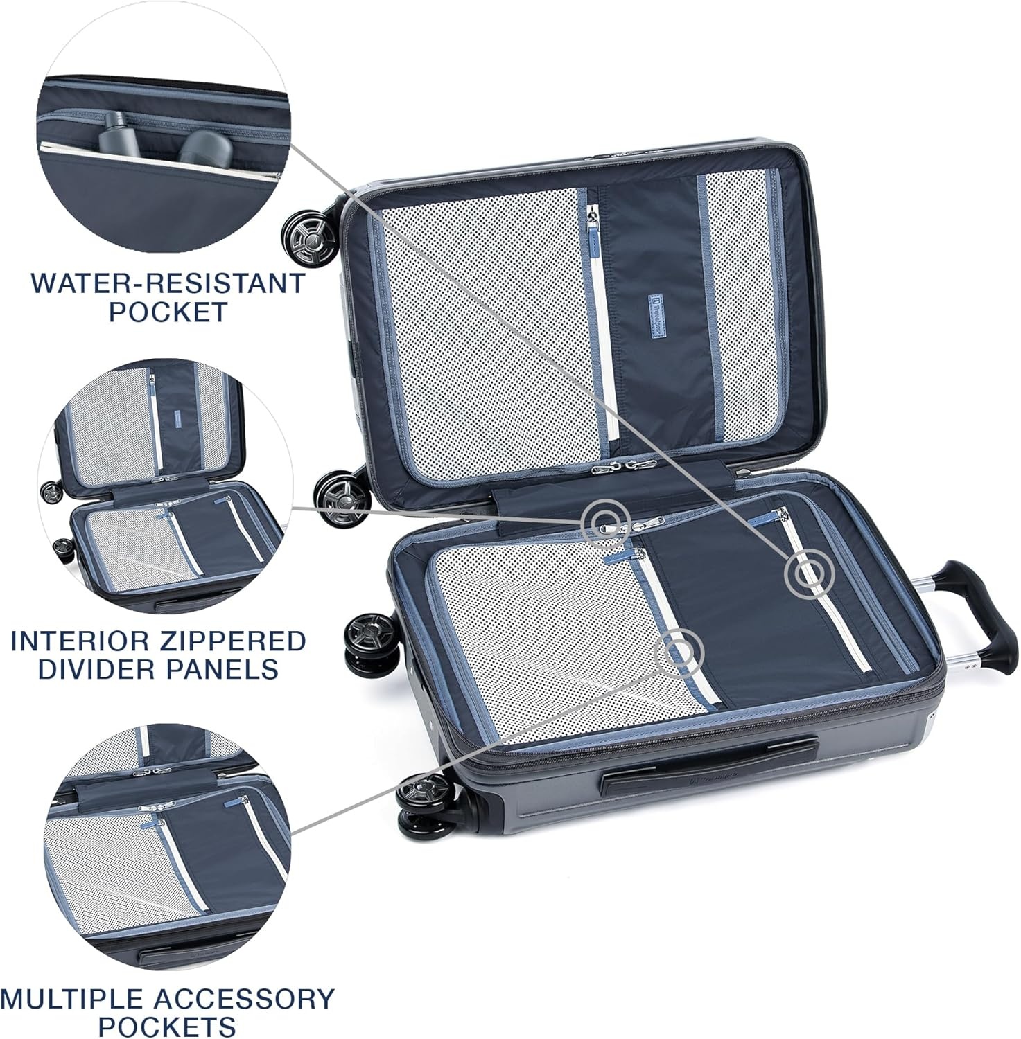 image:imageTravelpro Platinum Elite Hardside Expandable Spinner Wheel Luggage TSA Lock Hard Shell Polycarbonate Suitcase Cream White Carryon 21InchVintage Grey