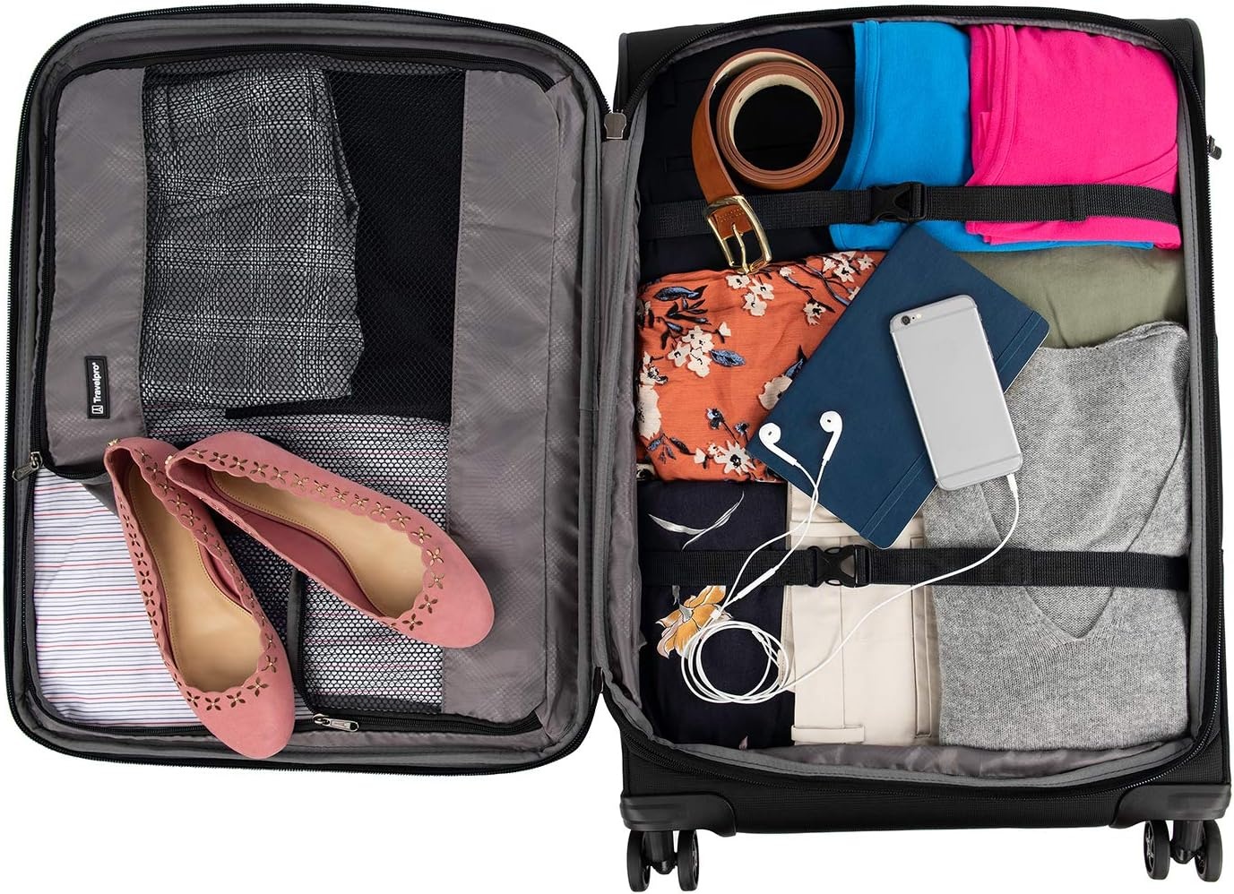 image:imageTravelpro Tourlite Softside 3Piece Set Expandable Luggage 4 Spinner Wheels Lightweight Suitcase 21 CarryOn 25 Checked Medium 29 Check Large Espresso BrownBlack
