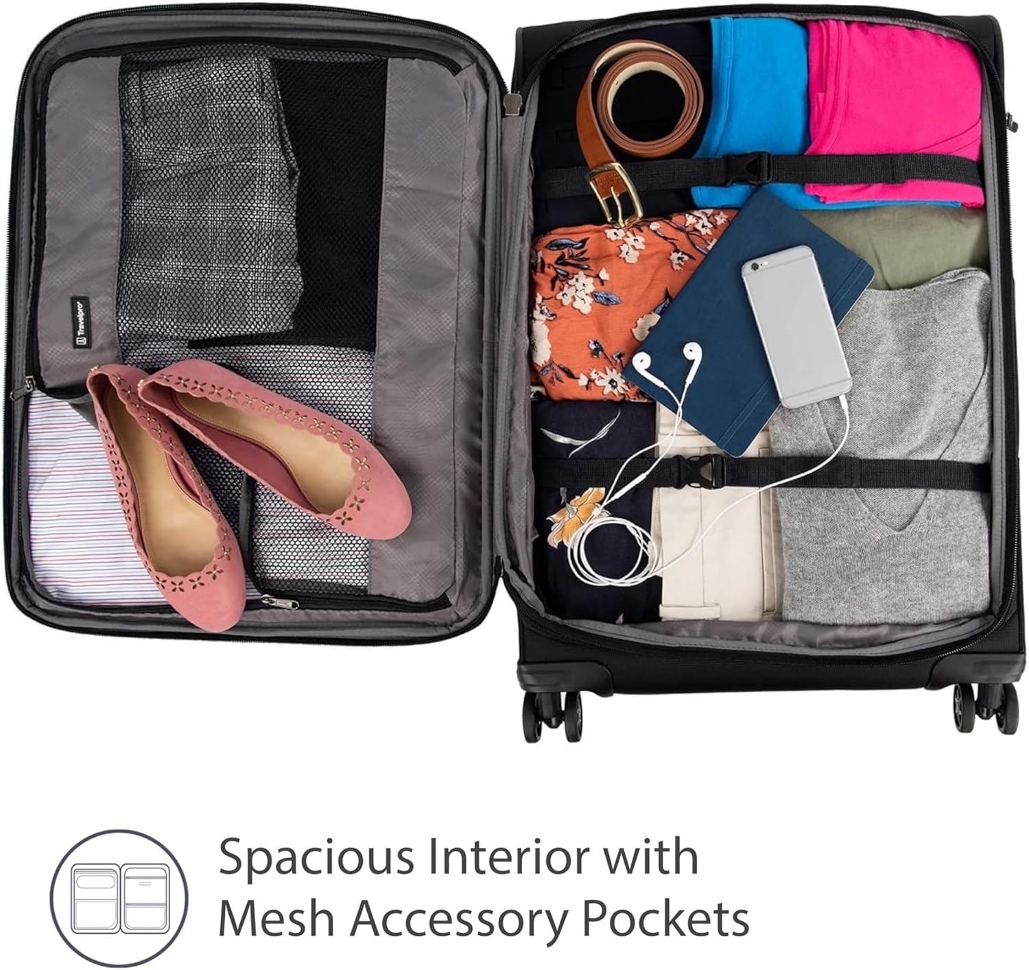 image:imageTravelpro Tourlite Softside 3Piece Set Expandable Luggage 4 Spinner Wheels Lightweight Suitcase 21 CarryOn 25 Checked Medium 29 Check Large Espresso BrownBlack