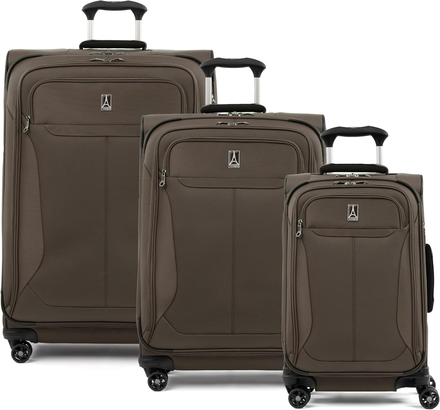 image:imageTravelpro Tourlite Softside 3Piece Set Expandable Luggage 4 Spinner Wheels Lightweight Suitcase 21 CarryOn 25 Checked Medium 29 Check Large Espresso BrownEspresso