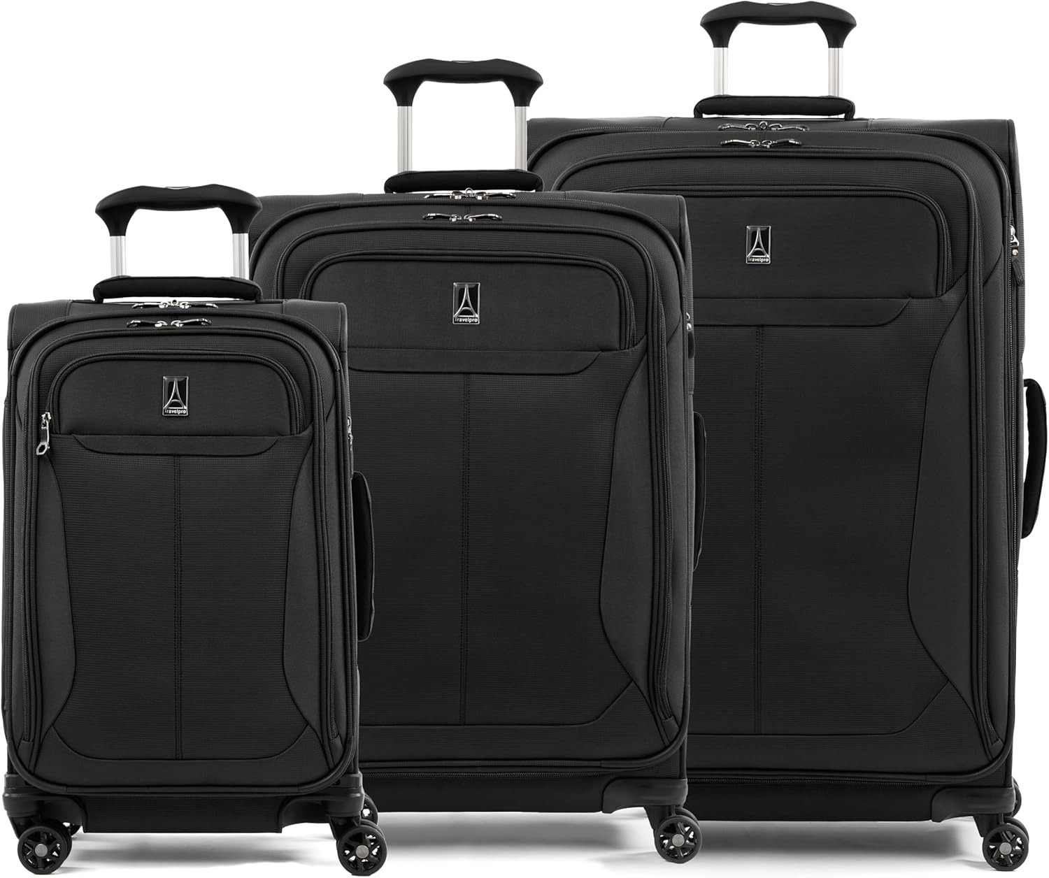 image:imageTravelpro Tourlite Softside 3Piece Set Expandable Luggage 4 Spinner Wheels Lightweight Suitcase 21 CarryOn 25 Checked Medium 29 Check Large Espresso BrownBlack