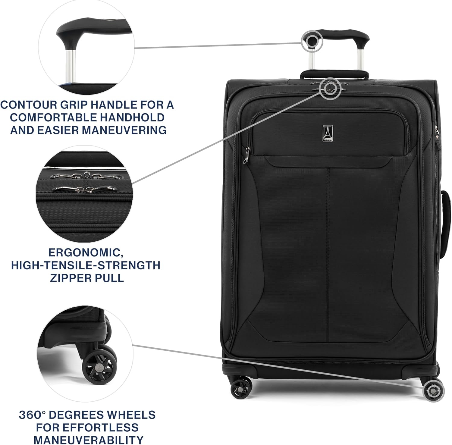image:imageTravelpro Tourlite Softside 3Piece Set Expandable Luggage 4 Spinner Wheels Lightweight Suitcase 21 CarryOn 25 Checked Medium 29 Check Large Espresso BrownBlack
