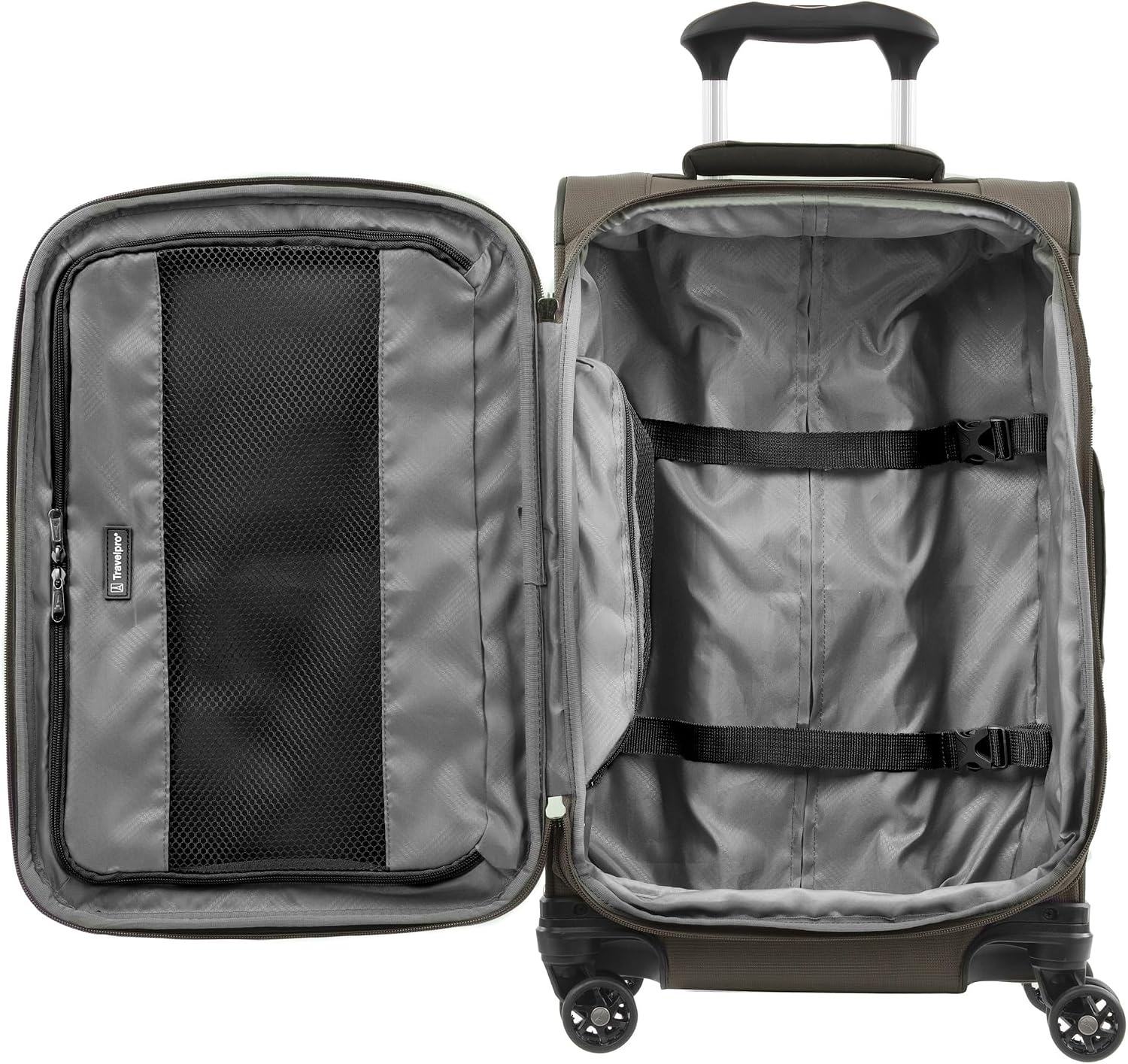 image:imageTravelpro Tourlite Softside 3Piece Set Expandable Luggage 4 Spinner Wheels Lightweight Suitcase 21 CarryOn 25 Checked Medium 29 Check Large Espresso BrownEspresso