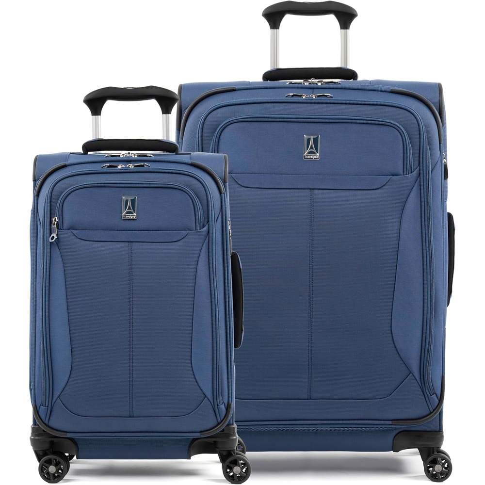 image:imageTravelpro Tourlite Softside 3Piece Set Expandable Luggage 4 Spinner Wheels Lightweight Suitcase 21 CarryOn 25 Checked Medium 29 Check Large Espresso BrownBlue
